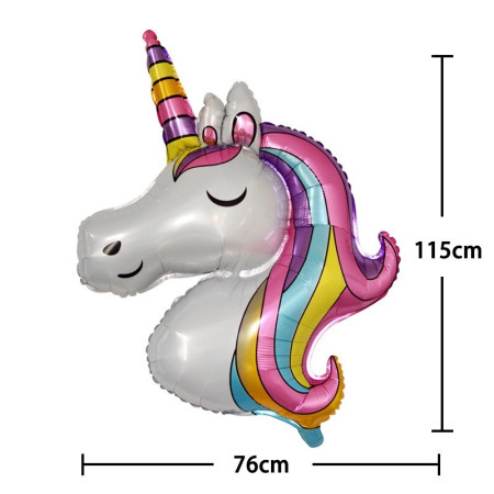 Balon din Folie Metalizata, Cyrax, Mini Figurine, Model Unicorn, Tematica Aniversare, 115x76 cm, Ambalaj Individual, Pai Inclus, Umflare cu Aer sau Heliu, Multicolor