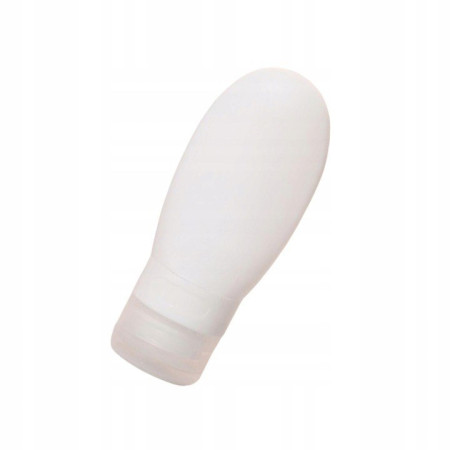 Recipient Portabil din Silicon Elegant de Voiaj, Sticla de Calatorie,  Potrivita pentru Lotiune, Sampon si Alte Lichide, Anti-scurgere, cu Posibilitate de Reumplere, Capacitate 90mL, Alb