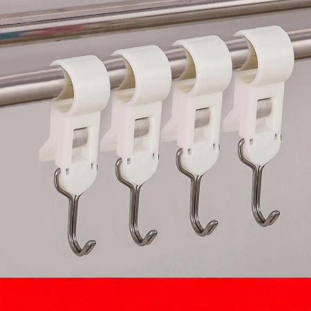 Set 4 Carlige Multifunctionale,  Tubulare, Pentru Baie/Bucatarie, din ABS, 8.7 x 3.5 cm, Alb