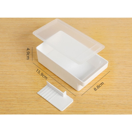 Cutie de Unt, Cyrax, cu Capac, Multifunctionala, cu Spatula Portionare, 15.9  x 8.8 x 4.9 cm, Alb