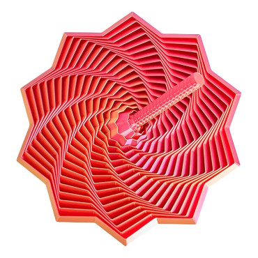 Jucarie Decompresie, Cyrax, Model Stea 3D, DuoChrome, Maner Spirala, Turn Magic Geometric, Multiple Forme, Anti-stress, 11 cm, Roz/Auriu