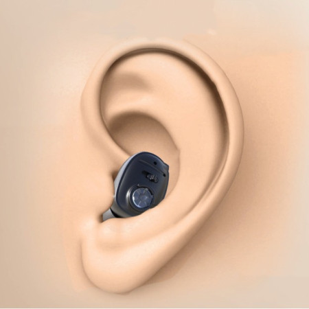 Aparat Auditiv Intraauricular In-Ear, Cyrax, Amplificator de sunet pentru Auz, Minuscul Design Nou, 14 x 10 x 3.8 cm, 116 gr, Negru