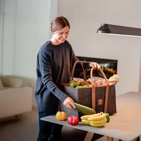 Cos Multifunctional pentru Rufe, Cos Depozitare,  Gri Inchis, 50x34x32, Geanta Durabila pentru Lemne si Accesorii