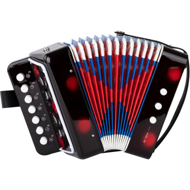 Acordeon Pentru Copii, Cyrax, Acordeon Jucarie pentru Educatie Timpurie, 7 butoane 2 bass, Acordeon Instrument Muzical pentru Copii, 18 x 17 x 10 cm, Negru