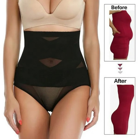 Lenjerie Modelatoare pentru Abdomen, Cyrax, cu Talie Inalta si Corset, Negru, Push-Up, Marimea L