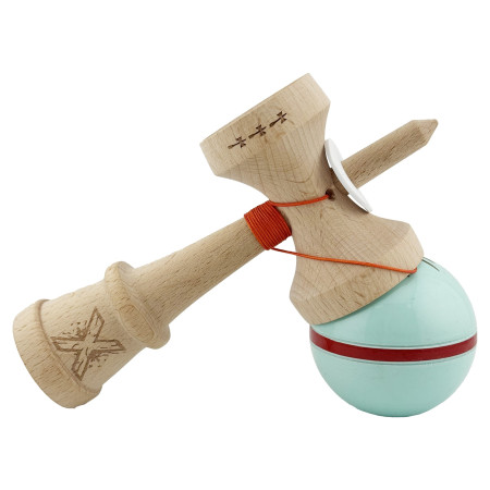 Kendama X Originala Silken, Profesionala, Cyrax, Cupe Mari KING SIZE V3, Super Sticky, Gaura in Baza, Rulment Metalic, din lemn 18 cm, Ata 55 cm, Verde Mint