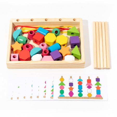 Jucarie Montessori de Sortat, Cyrax, din Lemn, Forme Geometrice,+3 Ani, 25 de Piese, 21.5 x 16 x 3 cm, Multicolor