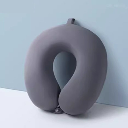 Perna de Calatorie in Forma de U,  Pentru Gat si Cap, Umplutura din Spuma cu Memorie, 30x30 cm, Sistem Prindere Capse, Cutie de Depozitare, Gri