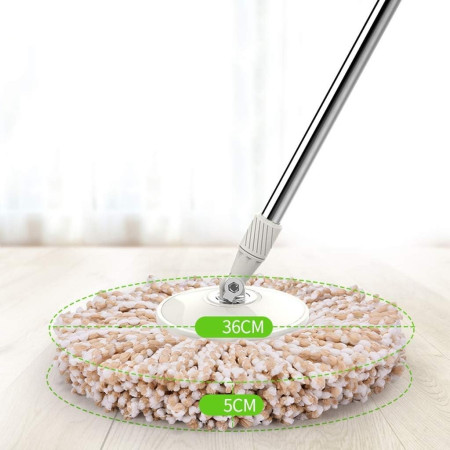 Set Galeata si Mop Rotativ 360°,  Cu Dubla Actiune Centrifuga, Pentru Uz Casnic, Maner din Otel Inoxidabil Telescopic, 2 Capte din Bumbac, 46x27x29 cm, Roz