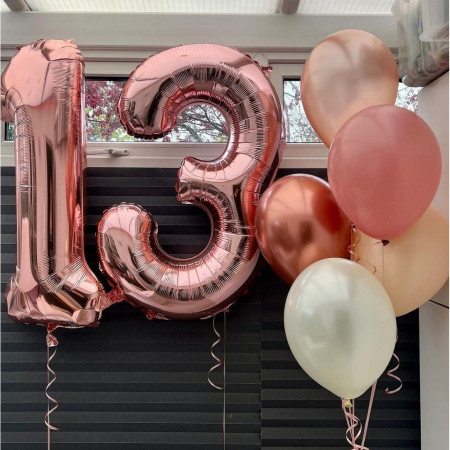 Balon din Folie Metalizata Cyrax, Figurina Cifra, Tema Aniversare 80 cm, Ambalaj Individual, Pai inclus, Umflare cu Aer sau Heliu, Rose, Cifra 1