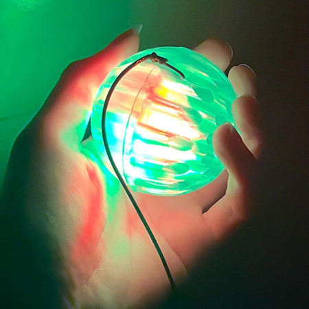 Jucarie Interactiva, Cyrax, Minge Saltareata Crystal Ball, cu Banda Elastica, 6 cm, +7 Ani, din Plastic, Albastru