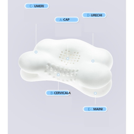 Perna Ergonomica,  pentru Copii 2-5 Ani, Antibacteriana, 5D, Revenire Lenta, 38 x 67 x 4/6 cm, Albastru