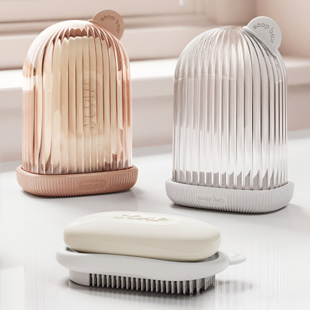 Sapuniera de Calatorie,  Suport pentru Sapun cu Scurgere a Apei, Recipient cu Capac Depozitare, Savoniera pentru Baie, 12.6x6.1x8.4cm, Alb