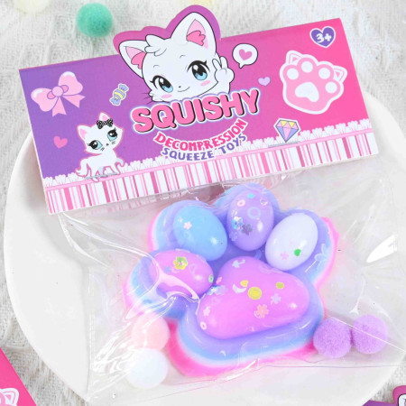 Jucarie Antistres Squishy, Cyrax, Labuta de Pisica Squeeze Toys, cu Revenire Lenta, 7.5 cm, Model 270516, Multicolor