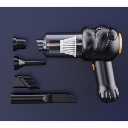 Aspirator Auto 4 in 1 Portabil fara Fir,  120W, Autonomie 1-3 h, 2 Viteze, Aspirare Umeda/Uscata, Functia de Sulfare/Umflare, Negru