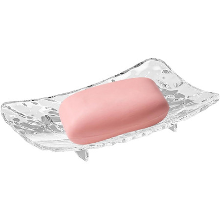 Savoniera din Plastic  15 x 9 cm, cu Scurgere Apa, Design Modern, Transparent