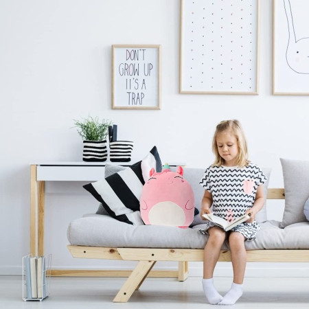 Patura 2in1 pentru Pat sau Canapea,  Model Jucarie Unicorn cu Spatiu de Depozitare Patura, Microfibra, 1x1.7 m, Roz