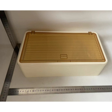 Organizator Cosmetice,  Montare pe Perete fara Perforare, 36.5x10.9x20 cm, din PP si ABS, Bej, Usa Transparenta