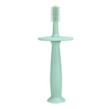 Periuta de Dinti din Silicon pentru Bebelusi, Cyrax, fara BPA, 360 Grade, Bariera Anti-Inghitire, Maner Ergonomic, 12.5 x 15 cm, Turcoaz