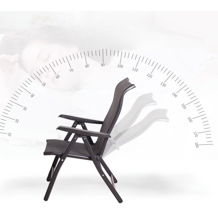 Scaun 2in1 de Gradina,  Sezlong, Suport Picioare, Pliabil, Cadru Metalic, Impermeabil, 47 x 110 x 46 cm, Negru