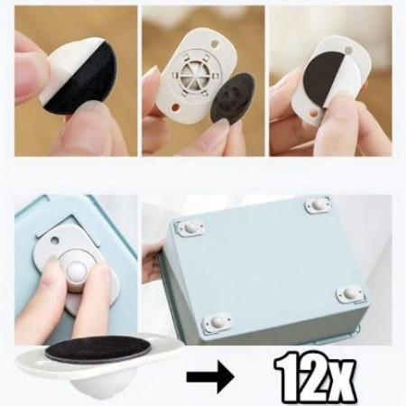 Set 16 Roti Autoadezive Universale,  pentru Mutat Mobila, Rotire 360 de Grade, Usor de Montat, ABS, 4.5x2.8x1.4 cm, Alb