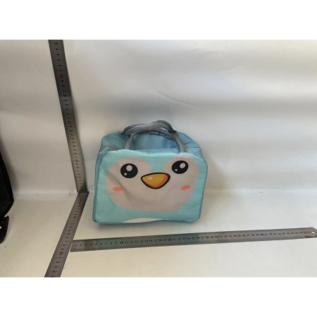 Geantă Frigorifică, Cyrax, cu Desene Animat, Portabilă pentru Copii, de Prânz, din Pânză Oxford, 22x14x19 cm, Model Pinguin, Albastru