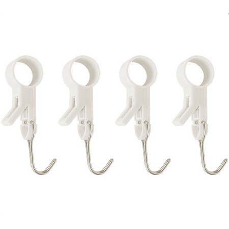 Set 4 Carlige Multifunctionale,  Tubulare, Pentru Baie/Bucatarie, din ABS, 8.7 x 3.5 cm, Alb