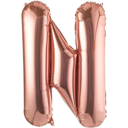 Balon Folie Metalizata Litera N, Cyrax, 80 cm, Umflati cu Heliu sau Aer, Ambalaj Individual, Pai inclus, Rose Gold