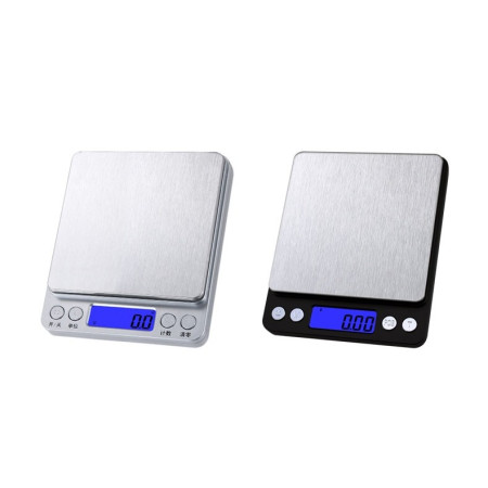 Mini Cantar Electronic, Cyrax, pentru Alimente/Bijuterii, max 3 Kg, 2 x AA, 12.7 x 10.6 x 1.9 cm, Gri