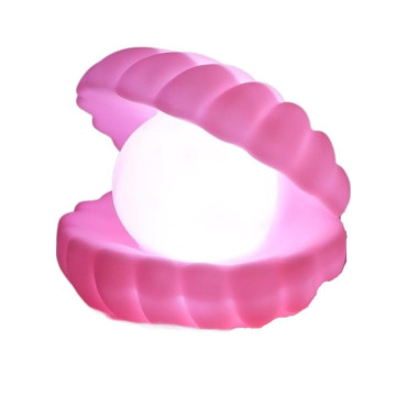Lampa de Veghe,  Model Scoica cu Perla, Lumina Calda, 10 x 8.5 cm, Led, Baterii Incluse 3 x LR44, Roz