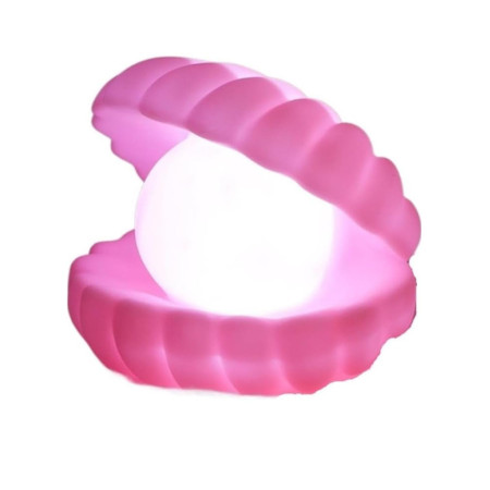 Lampa de Veghe,  Model Scoica cu Perla, Lumina Calda, 10 x 8.5 cm, Led, Baterii Incluse 3 x LR44, Roz