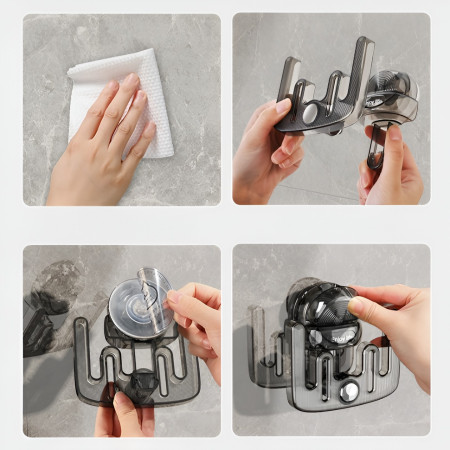 Suport pentru Incaltamintea de Casa,  fara Perforare, Montare pe Perete, Prindere Adeziva, 11.6x11x4.8cm, Gri Transparent