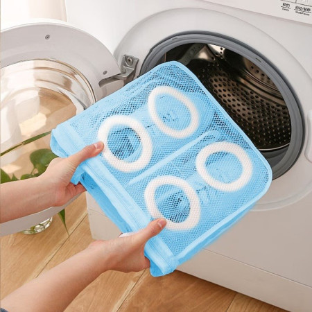 Sac pentru Spalare Incaltaminte,  pentru Masina de Spalat, 28x24.5x8 cm, Albastru