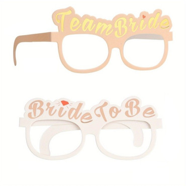 Set 10 Ochelari, Cyrax, Tematica Petrecerea Burlacitelor, Model Team Bride si Bride to Be, 9 x Roz, 1 x Alb