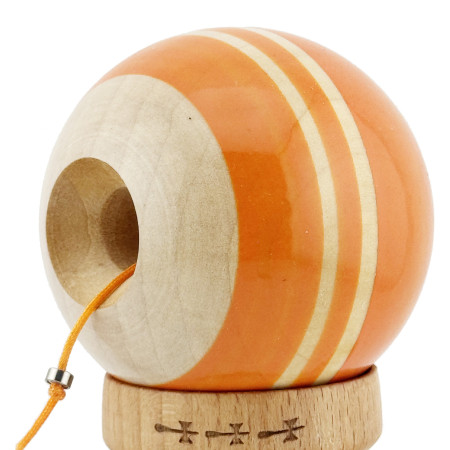 Kendama X Rainbow Originala, Profesionala, Cyrax, Big Cups V2, Super Sticky cu Cupe Mari, Rulment Metalic, din lemn 18 cm, Ata 55 cm, Portocaliu/Maro