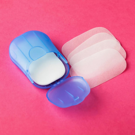 Mini Cutie de Sapun din Hartie,  de Unica Folosinta, Portabila, Potrivit pentru Calatorii, 20 buc, Albastru
