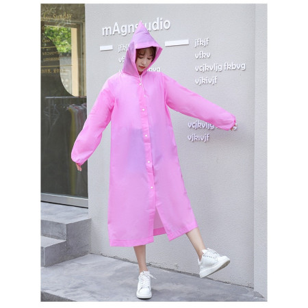Pelerina de Ploaie,  pentru Adulti 150-180 cm, din EVA, Impermeabila, Rezistenta la Vant, Inchidere cu Capse, 140 g, Roz