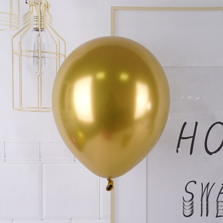 Set 12 Baloane, Cyrax, din Latex Chrome, 13 cm, Auriu