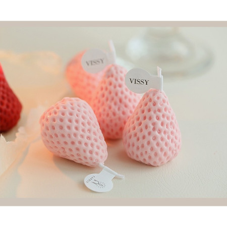 Set 6 Lumanari Parfumate,  Model Capsunici, Ardere 30 min, 78g, 6.3 x 9.3 x 3.8 cm, Roz