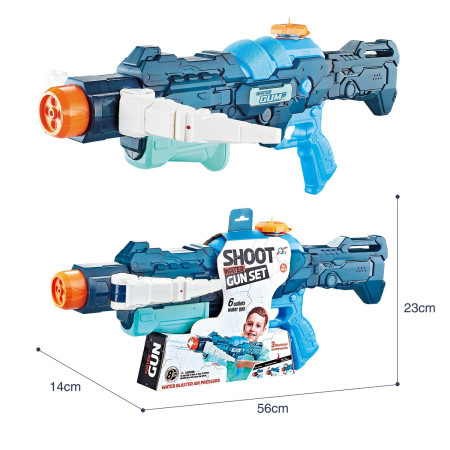 Pistol cu Apa, Cyrax, +6 Ani, Rezervor 700 ml, 4 Moduri de Stropire, din Plastic, 56 x 37 x 23 cm, Albastru
