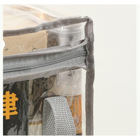 Cutie de Depozitare,  din PVC + Textil, Rezistenta la Apa, Geanta pentru Carti, 23x17x28 cm, Transparent-Negru