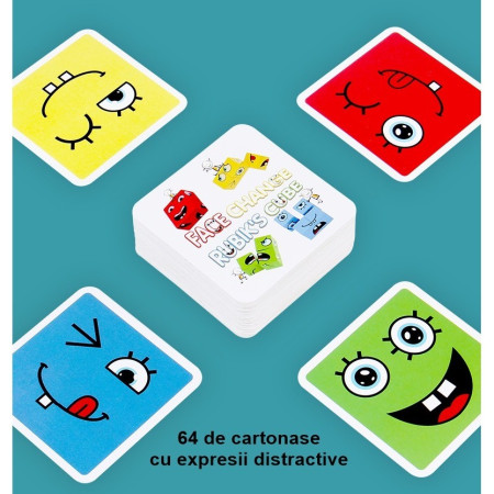 Jucarie Pentru Copii Montessori Cyrax, Cub din Lemn, Asamblare Fete, 64 de Carti Distractive, pentru Baieti si Fete, Varsta +3 ani, Educativ, Cutie din Aluminiu, 13.5 x 4 x 9 cm, multicolor