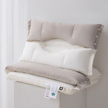 Perna Ortopedica 3 in 1,  Strat Dublu, Protectie Cervicala, pentru Adulti, 45 x 70 cm, Gri