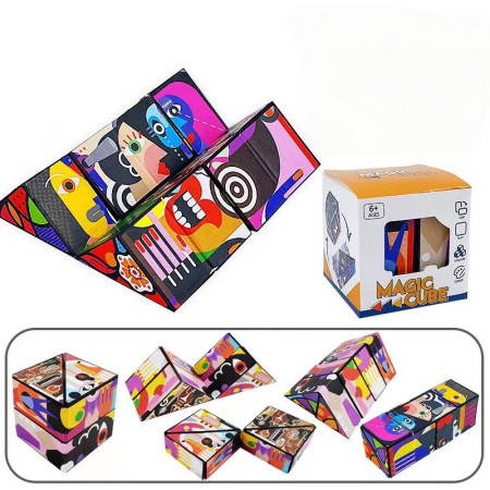 Jucarie Interactiva, Cyrax, 3D Cub Rubik, Diferite Forme, Anti-stress, Abstract, Multicolor