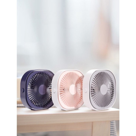 Mini ventilator pentru birou cu usb,  rotire 360 grade, 3 viteze, 1500 mA, 13.5 x 12,8, Albastru