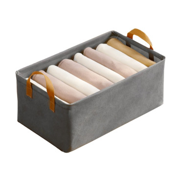 Cutie Depozitare  pentru Haine, lucruri, din Textil cu Cadru Metalic, Manere Laterale, forma Dreptunghiulara, 47 x 28 x 20 cm, volum 26 L, Gri