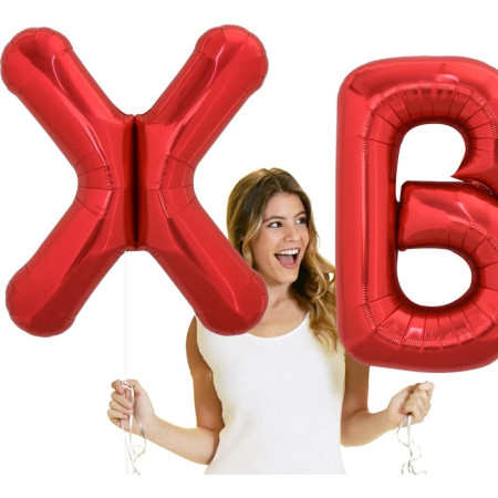 Balon Folie Metalizata Litera X, Cyrax, 40 cm, Umflati cu Heliu sau Aer, Ambalaj Individual, Pai inclus, Rosu
