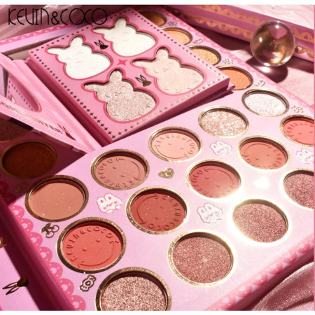 Set farduri 2 in 1 Kevin&Coco, paleta 62 nuante, mini paleta iluminator tip carte, rezistenta ridicata, 22 x 17 cm, 430 g, multicolor