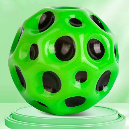 Minge Saltareata Hiperelastica, Cyrax, Space Moon Ball foarte Elastica, Antistress pentru Copii, Diametru 66 mm, Verde