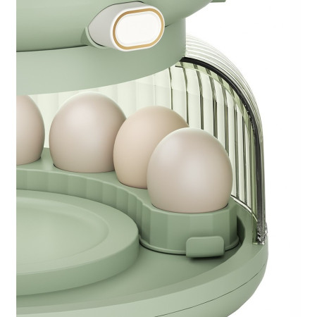 Dozator Etajat de Cereale Cyrax, Rotativ 360, 6 Compartimente, Capacitate 10L, Cofraj Special pentru Oua, Vas pentru Scurgerea Cerealelor, 35x27.5 cm, Verde